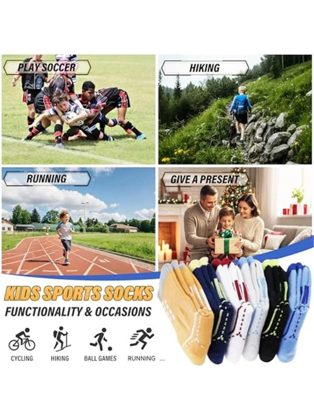 6 Pairs Kids Cotton Crew Socks Athletic Sport Socks